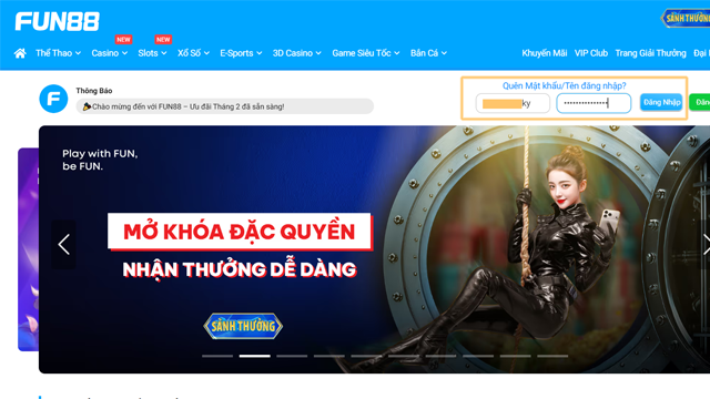 hướng dẫn đăng nhập Fun88 trên máy tính